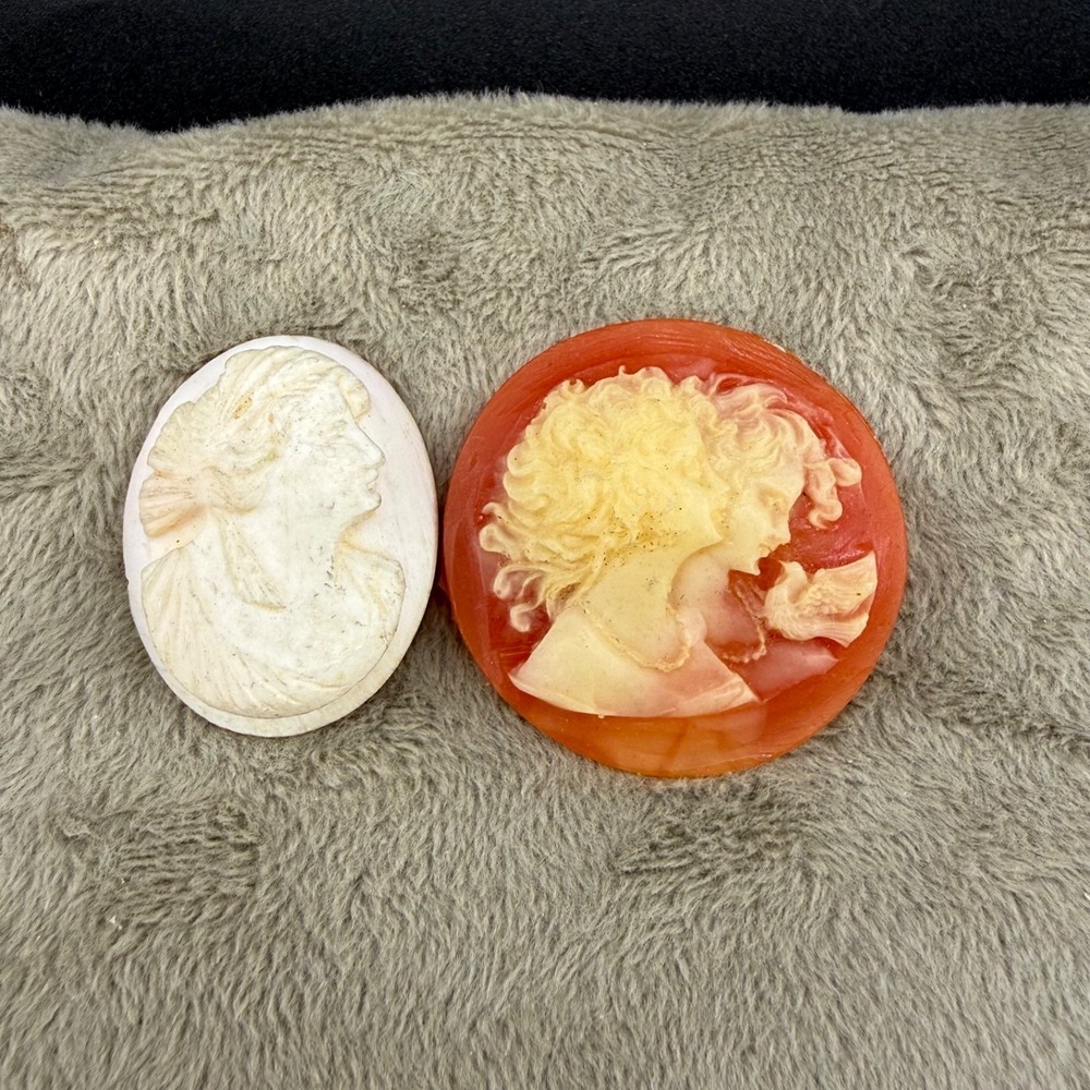 Vintage Loose Cameo Lot of 2 1 Shell 1 Resin